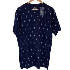 Polo Ralph Lauren Men's Short Sleeve Pony T Shirt‎ Size L Blue White Casual